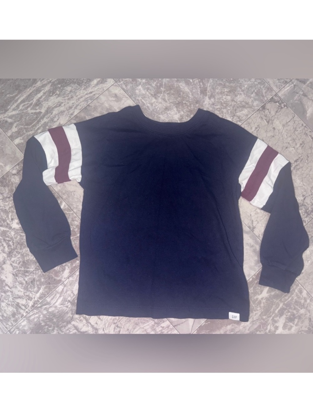 GAP Toddler Boys Size 4 Navy Varsity Stripe Long Sleeve Shirt